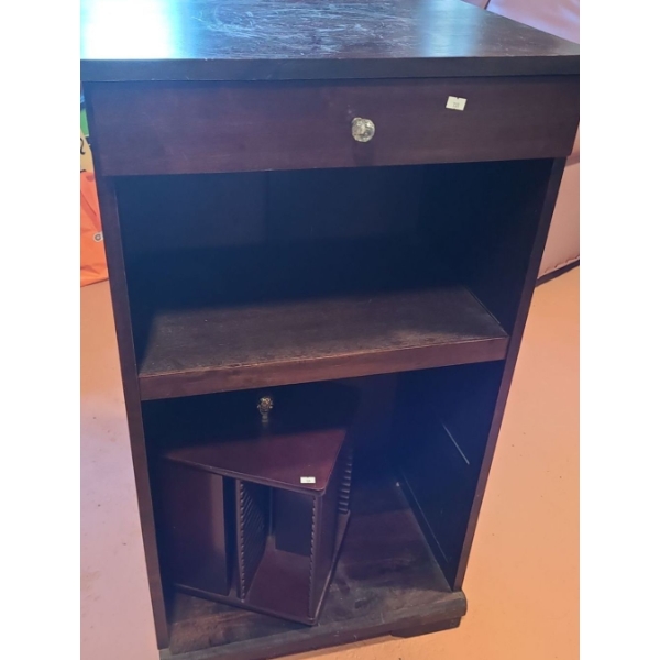 Dark Finish Storage Shelf with Drawer 42 T, 23 L, 17 W, Includes Bombay Company CD Holder