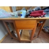 Image 3 : Massive Sewing Table On Wheels (Contents NOT Included, Wood Table ONLY) - 73W, 40D, 35T 