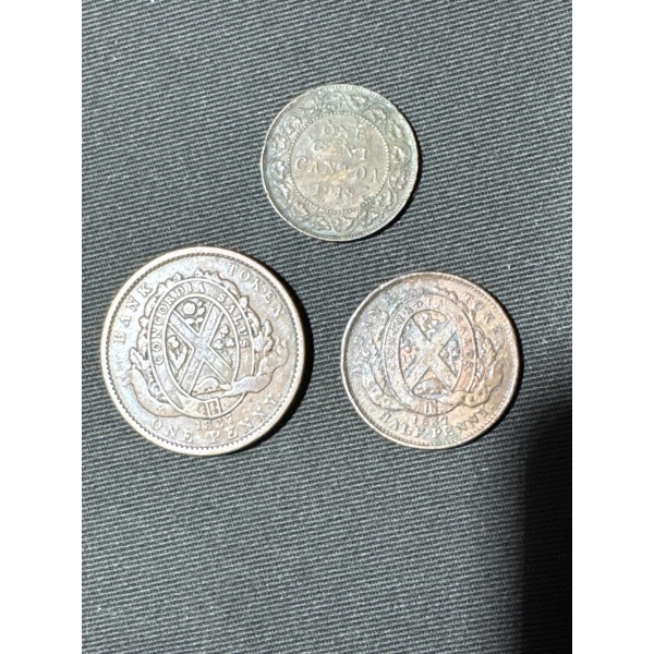 1837 Penny & Half Penny & 1918 Penny Province Du Bas