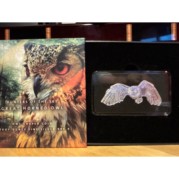 Hunters of the Sky - 1 oz. Pure Silver Great Horned Owl Product Number178918