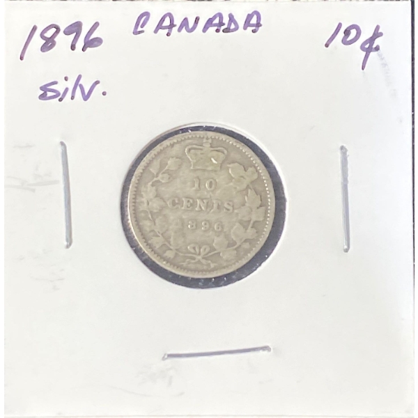 1896 Canadian Dime 92.5% Silver 2.33 Grams Each