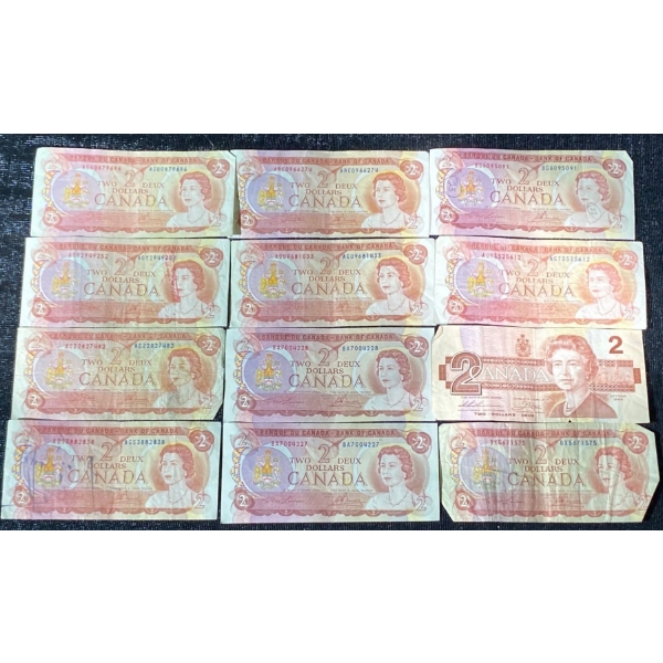  Bank of Canada Two-Dollar Banknotes From the 1954 Series