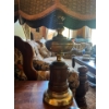 Image 2 : 2 Retro Wood & Brass Table lamps With Cool Retro Shades