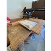 Image 2 : Craftsman 9 inch radial arm, saw with bench, woodworking clamps & a rolling wood box
