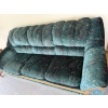 Image 1 : Vintage 1990 Green Floral 3 seater Couch with wood base trim