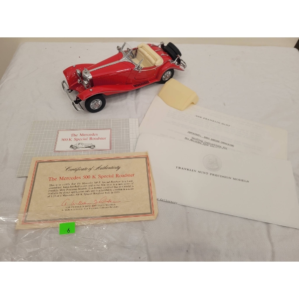 Franklin Mint Mercedes 500K Special Roadster Die Cast Model with Documentation