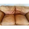 Image 3 : Genuine Leather 2 Seat Sofa w/ Oak Base 71x37x36 Loveseat