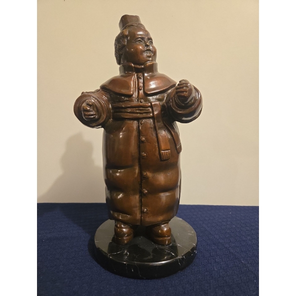 Stone Base Hand Carved Religious Sculpture Signed, F. Botero #3/6 - 6W, 12T 
