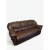 Image 1 : Three-Seater Brown Leather Reclining Sofa with Plush Cushioning