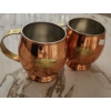 Image 1 : Pair of Birks Copper Beer Mugs 3.5" Top, 4.5 T
