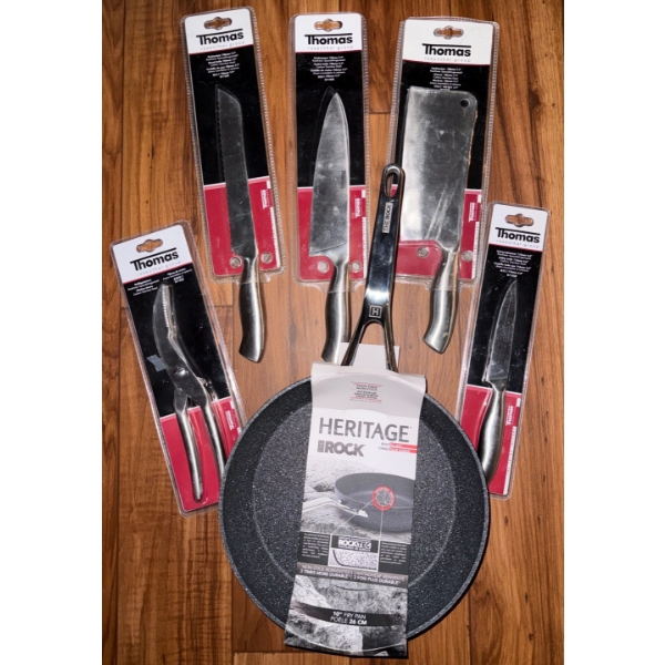 New Kitchen Accessories - Heritage 'The Rock' w/ Assorted Thomas Culinary Knives 
