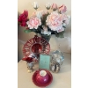 Image 1 : Cranberry Glass Platter Decorative Jug Hanging Egg Candle Holder Faux Florals 17T  & More 
