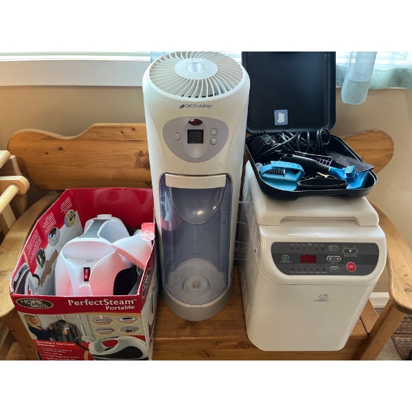 Perfect, steam, portable steamer, bread, maker, dog, grooming kit, and a Bonair humidifier. Portable