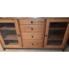 Image 2 : Wood & Glass Locking 4 Drawer Cabinet with Side Compartments/Mirror 51 w, 48 h, 16 d & Desk Lamp