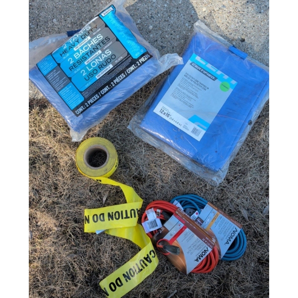 New Tarps Extention Cords & Fat Roll Of Caution Ribben