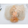 Image 2 : Hand-Made Headpiece with Pleated Ribbon, Feathers, and Floral Accents