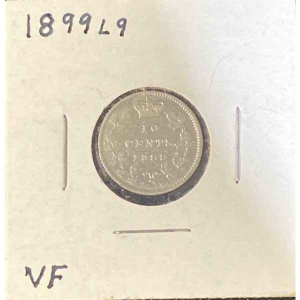 1899 VF Canadian Dime 92.5% Silver