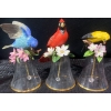 Image 4 : Glass and Porcelain Bird Bells with 2 Porcelain Bird Figurines