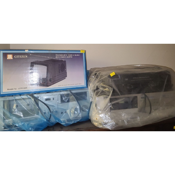 Citizen JCTR122K, Realistic SCT-24A and Yamaha K-300 Cassette Decks, Samsung VHS VR8140C w/ Remote 
