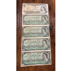 Image 1 : 5 Canadian 1$ Bills 1967 Centennial 1973 & Unique Serial # 4444491  #8683886 