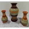 Image 4 : Hand Carved & Painted Decorative Vase Trio By Sarawak, Largest 10T 