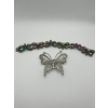 Image 1 : Vintage Aura Borealis Crystal Butterfly Bracelet Featuring A Bronze Finish With A Butterfly Brooch D