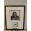 Image 1 : Nelson Mandela Print, Mark Alexander w/ Piece of the Original Fence From Robben Island Prison, 17x22