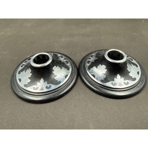 Art Deco Harvite Candle Holders Engraved 4.5W