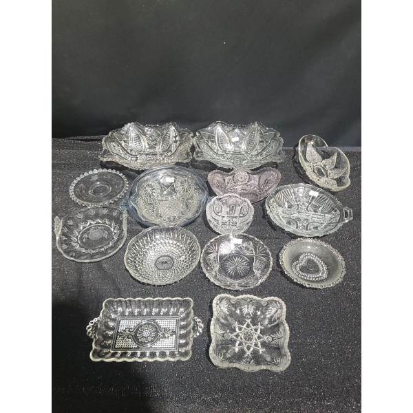 Assorted Decor Glassware- Largest Bowls: 10 X 9, Footed Plate 10" Diameter Top and More!
