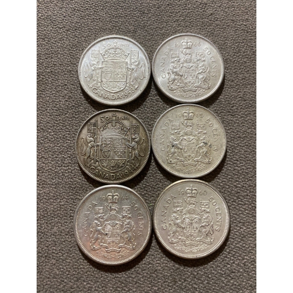 Canadian 50-cent Pieces 11.66 g Silver (.800)