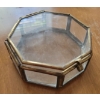 Image 3 : Antique Octagonal Brass w/ Glass Trinket Box 1.5T w/ Vintage Earring Collection
