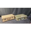 Image 4 : Trio Of Luggage! 2 Older Hardtops, Old Linens, Leather Doctors Bag- Beige Clasps Broken**