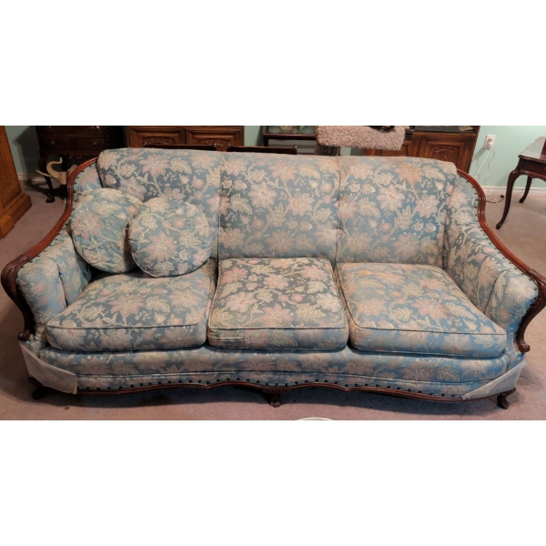 Louis XV Style Antique Chesterfeild & Arm Chair - Well Loved 69x29x32