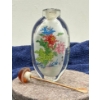 Image 3 : Glass Hand Painted Floral Snuff Bottle with Spoon 3.5H
