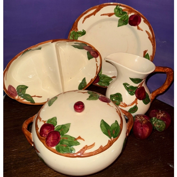 Franciscan  Ceramics Collection Of Dinnerware w/Apple Pattern-Hand Painted