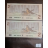 Image 2 : Bank of Canada 1986- $2 Bills BUN5198474 and BUW1908093
