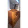 Image 4 : Mid Century Teak Double Wide Dressing Table w/ Mirror - Sea Shell Deco 46x17x63