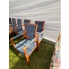 Image 1 : 4 Oak Arm Chairs With Blue Velvet Seating Surface W22" H38"