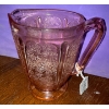 Image 3 : Jeanette Glass Co Pink Depression Glass Cherry Blossom Cake Plate & Matching Jug