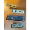 Image 2 : Antique Brass Door Hardware - Knob Backplates w/  Skeleton Key
