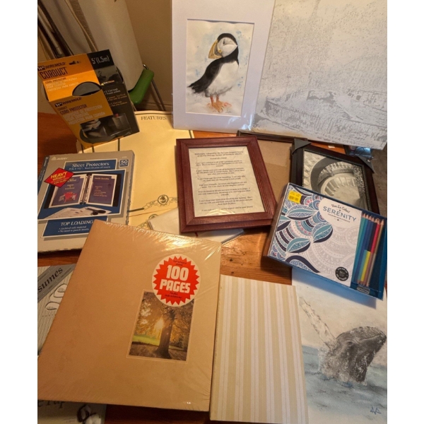 Office Supplies and Watercolor Art 