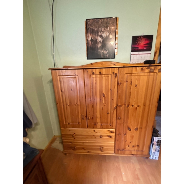 Pine wardrobe with shelves and Drawers length 52” height 53” Depth 15”