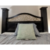 Image 5 : Elegant Queen Bed Bundle - Drk Wood Brushed Brass & Stone Inlay 