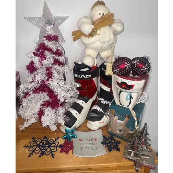 Winter Must Haves - HEAD Ski Boots Miniature Holiday Tree Hefty Snowman Figurine 