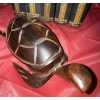 Image 2 : Hand Carved Mahogany Tortoise w/ Rhinoceros Figure Stoneware Bowl & More