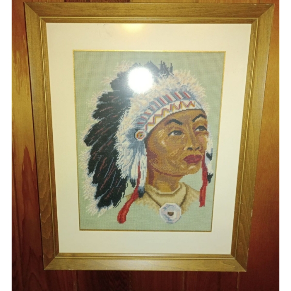 Vintage Indigenous Petit Point Art - First Nations Embroidery