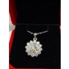 Image 1 : 3ct Round Moissanite with 14 Round Cubic Zirconia in Starburst Shape in 925 Silver Pendant