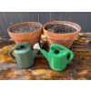 Image 2 : Terracotta Pots with Soil and Two Plastic Watering Cans