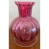 Image 5 : Vintage Pilgrim Cranberry Rib Optic Large Vase 11'tall, w/ Blown Clear Glass Ornaments & Amethyst 