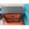 Image 2 : Set Of Dark Solid Wood Coffee Table With Metal Handles . H26" W30" D16"
